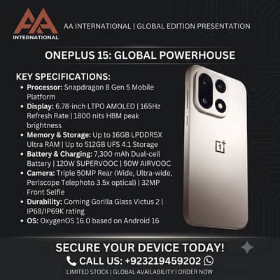 One Plus 15 16gb ram 512gb ssd powerfull beast mobile non pta