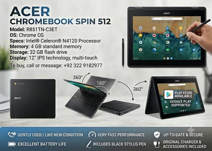 Acer Chromebook Spin 512 (R851TN-C3ET) – Like-New Condition