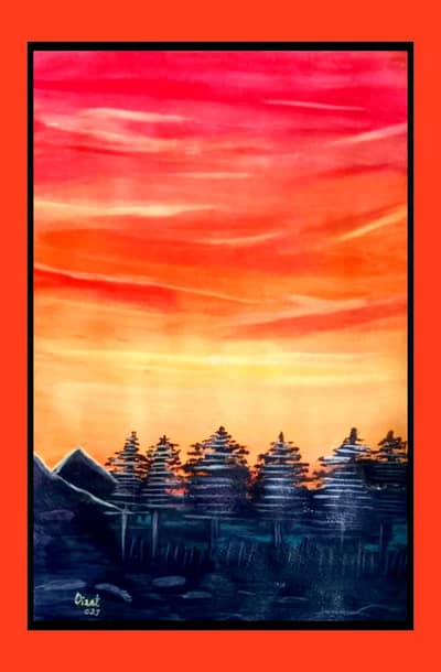 Fiery Skies-Art piece of record making artist in Women History