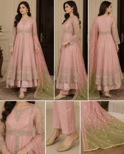 Double layered embellished frock