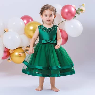green princess tulle bow for girls