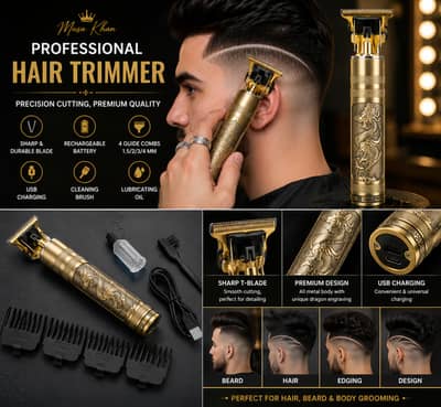 Professional Gold Hair Trimmer | T9 T-Blade Clipper