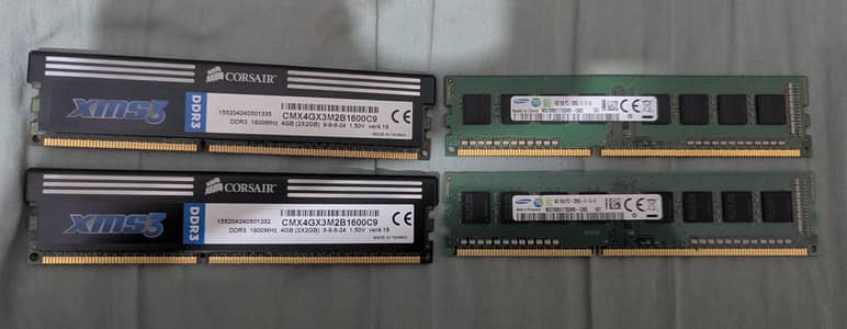 Corsair and Samsung DDR3 16Gb (4x4GB) Desktop Pc Ram