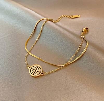 Gold Plated Chain Bracelet for Women with Adjustable Charm