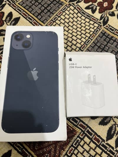 Iphone 13 128 gb  midnight colour with original adaptor + cable