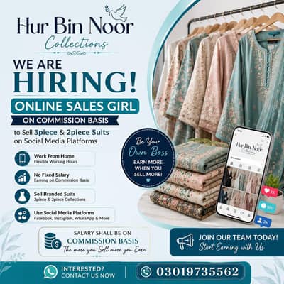 Sales Associate Required for clothing brand[Commison Basis]