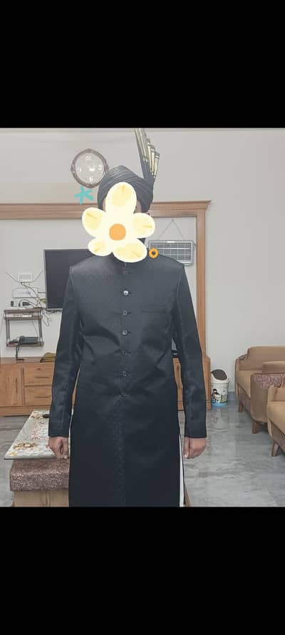 BLACK SHERWANI WITH QULLA