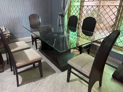 6 Seater Glass Dining Table Set