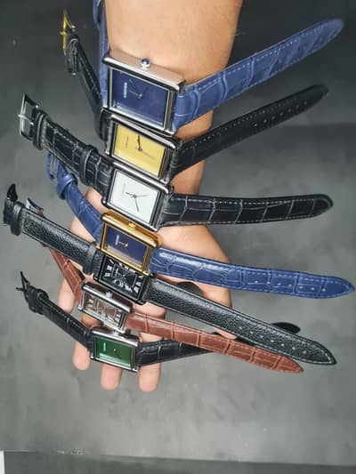 Cartier tank watch for boys with leather strap