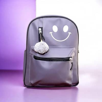 purple leather kids backpack