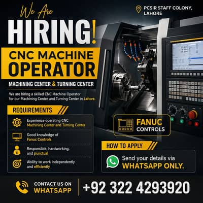 Operator for CNC Machining center and turning center required