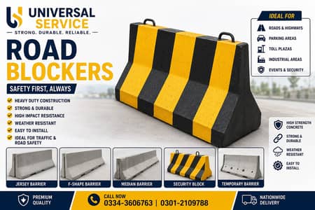 Security Barrel, Jersey Barrel, Road Blockers, Safety Blocks Available