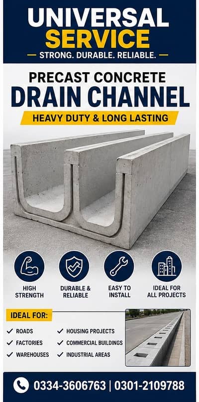 1060mm Heavy Duty Precast Drain Channel, Strong Mesh Cover Included