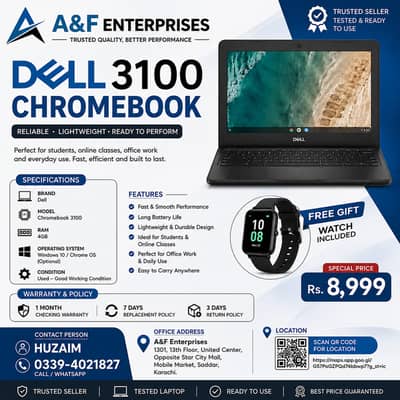 Dell Chromebook 3100 | 4GB RAM | Windows 10 | Warranty | Watch Free
