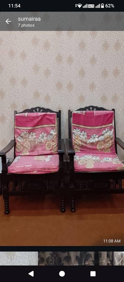4 wood chairs or 1 show case for sale good condition