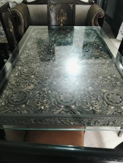 Luxury Glass Top Dining table with 6 chairs. 0#3#1#4#5#9#3#7#1#1#8