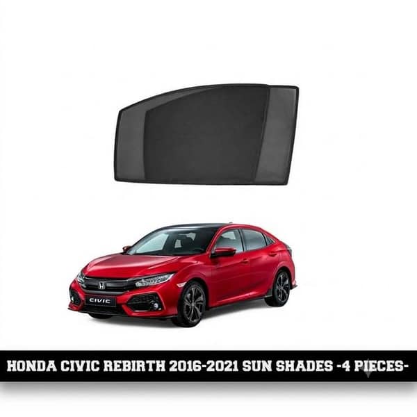 Custom Fit Magnetic Sun Shades for Honda Civic 2016-2021 - 4 Piece Set (Without Logo)