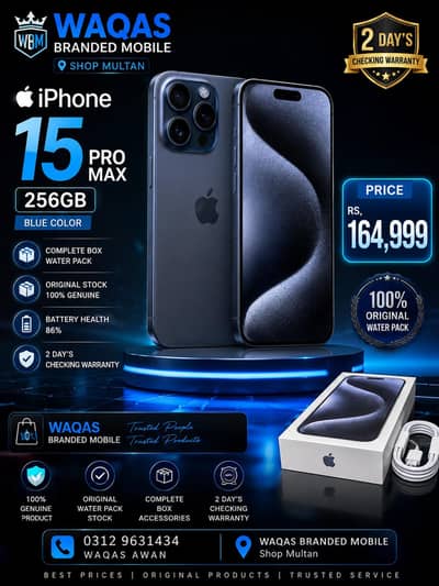 iphone 15pro max 256GB black blue 85 86 bh Rs 154999