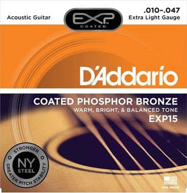 D'Addario EXP15 Acoustic Guitar Strings Extra Light . 010-. 047)