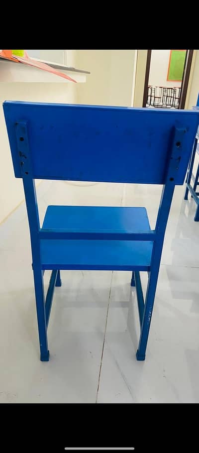 Blue drawer banches with medium chairs