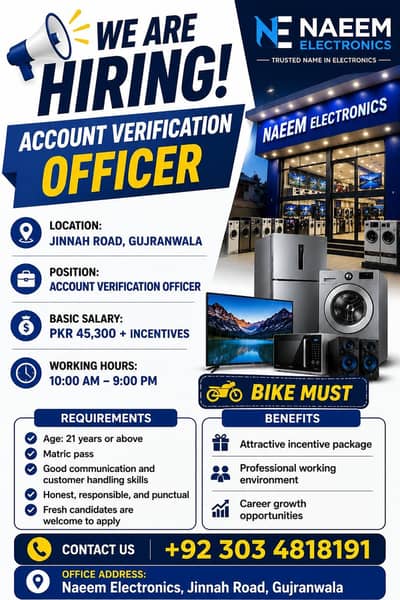 Account verification Officer & Sales Man