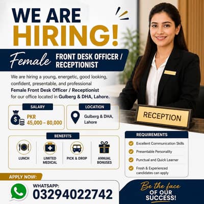 Female Front Desk Officer/Receptionist Job