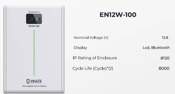 Vaults Energy 12V 100Ah Solar Lithium Powerwall LiFePO4 Battery