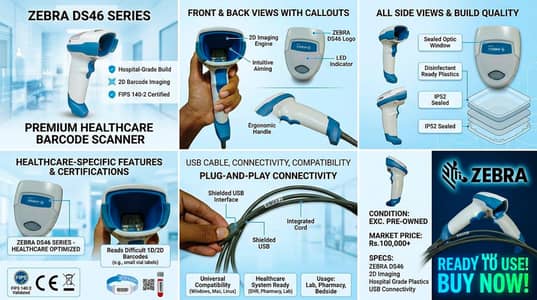 Zebra DS4608 2D USB Barcode Scanner for sale
