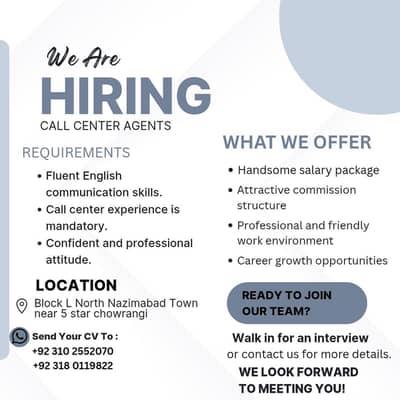 call center Agents needed