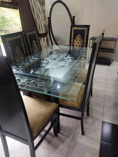 Complete Wooden Dining Set with Chairs & Side Table"