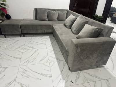 L shape sofa with diwan and mini dining table