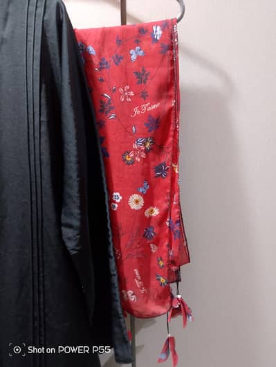 plain black pocket abaya with scarf