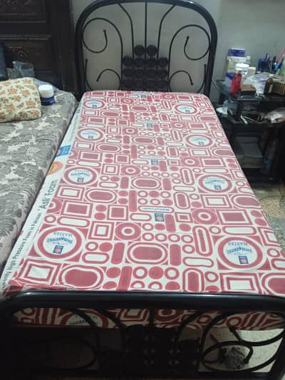 Iron rod single bed with Moltyfoam Mattress