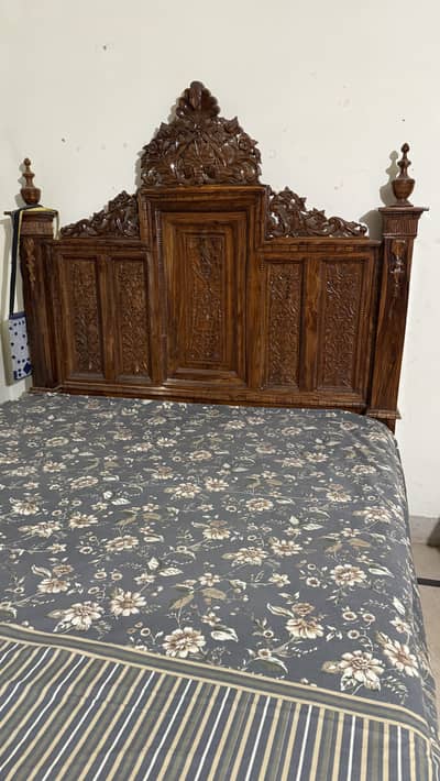 Wooden bed set with side table and dressing table sized furniture room