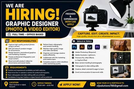 # Hiring: Graphic Designer (Photo & Video Editor) – Full Time