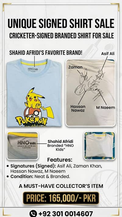 Original Pakistan Cricket Team Signed T-Shirt | Babar Azam Autograph