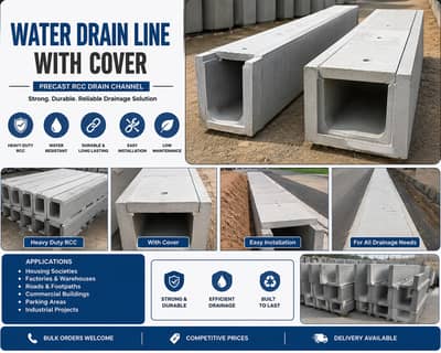 Precast RCC Water Drain Line With Cover | Heavy Duty Drainage Channel