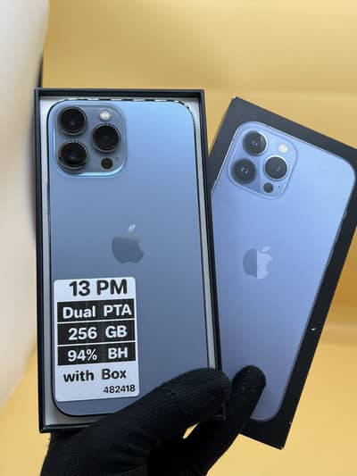 I phone 13 pro Max 256 GB with Box dual Sim PTA APPROVED 94% Battery