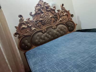 Golden Poshish Bed with Dressing & Mirrored Side Tables