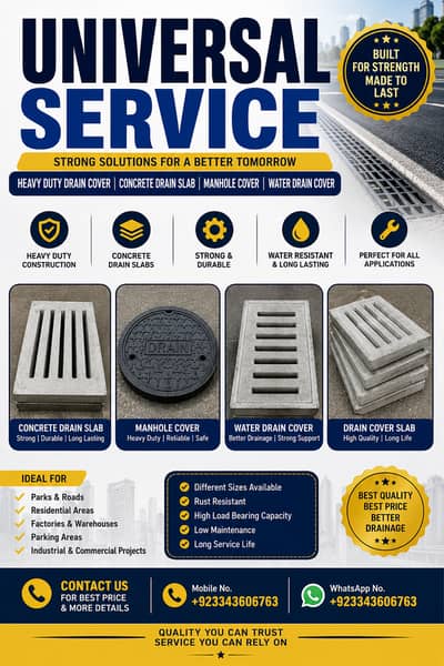 Heavy Duty Water Drain Cover | Concrete Drain Slab | Manhole Cover