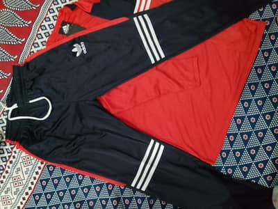 Adidas Red Black Tracksuit 2 Piece - Shirt + Trouser Brand New