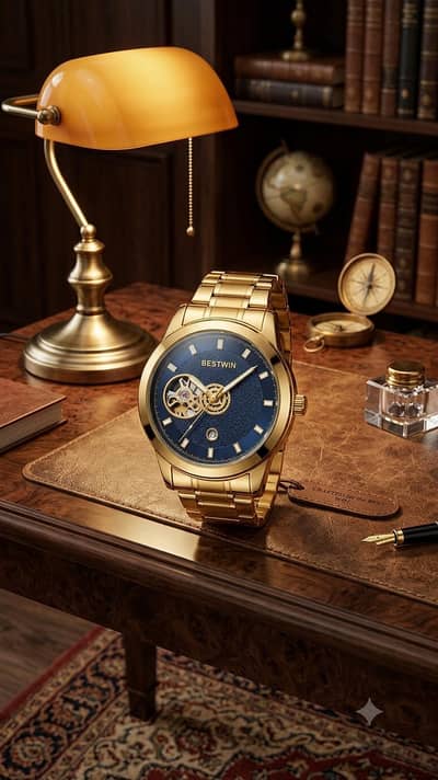 BESTWIN Royal Open-Heart Gold Watch