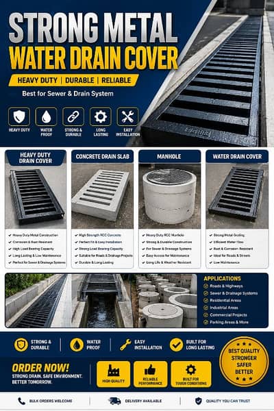 Strong Metal Water Drain Cover, Best for Sewer & Drain System Availabl