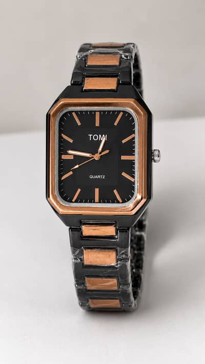 TOMI Premium Men’s Quartz Watch | Black and Rose Gold
