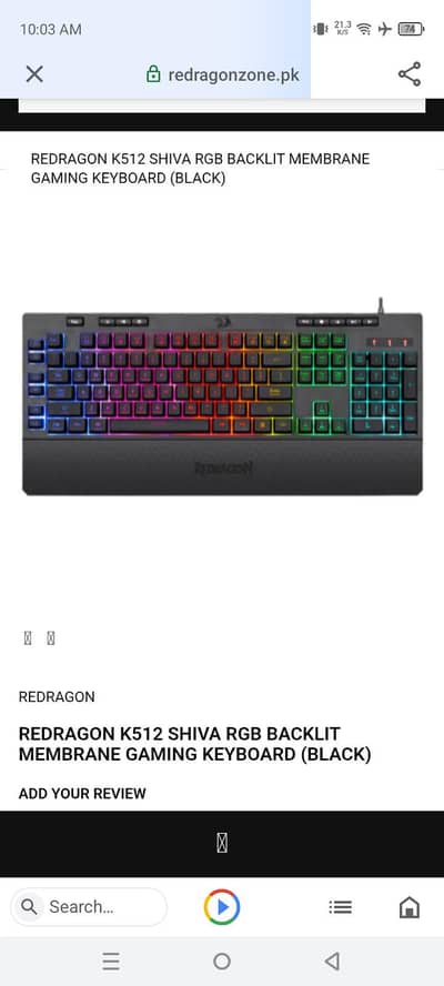 Redragon Shiva RGB Gaming keyboard K512