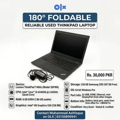 Reliable Used Lenovo ThinkPad T460p | i5 Quad-Core / 8GB / 256GB SSD