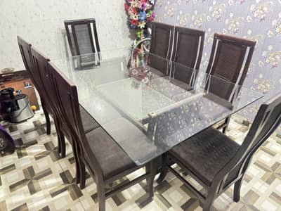 Strong wood dining table with chairs no fault 8 seater