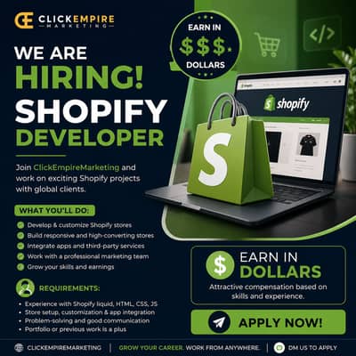 Shopify Developer Required. Will pay in dollars