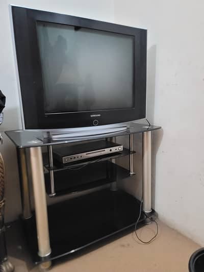 Samsung Tv with Trolly and DVD player