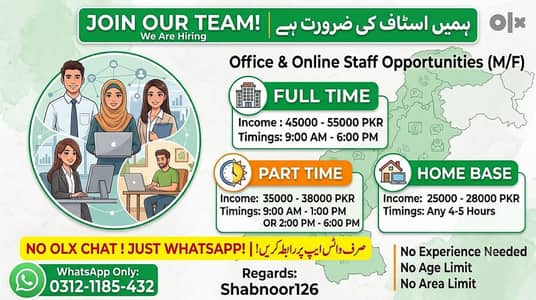 we are hiring staff male and female for online work